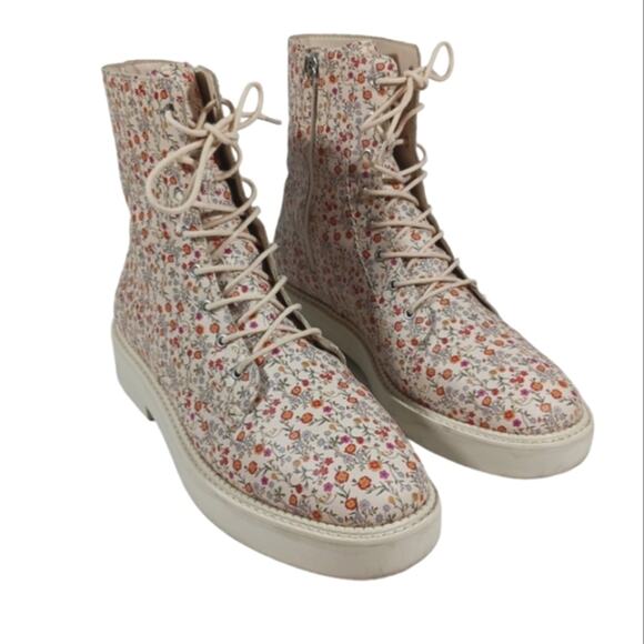 S2566 EUC SCHUTZ McKenzie Floral Combat Boots size 8.5B - Picture 3 of 10